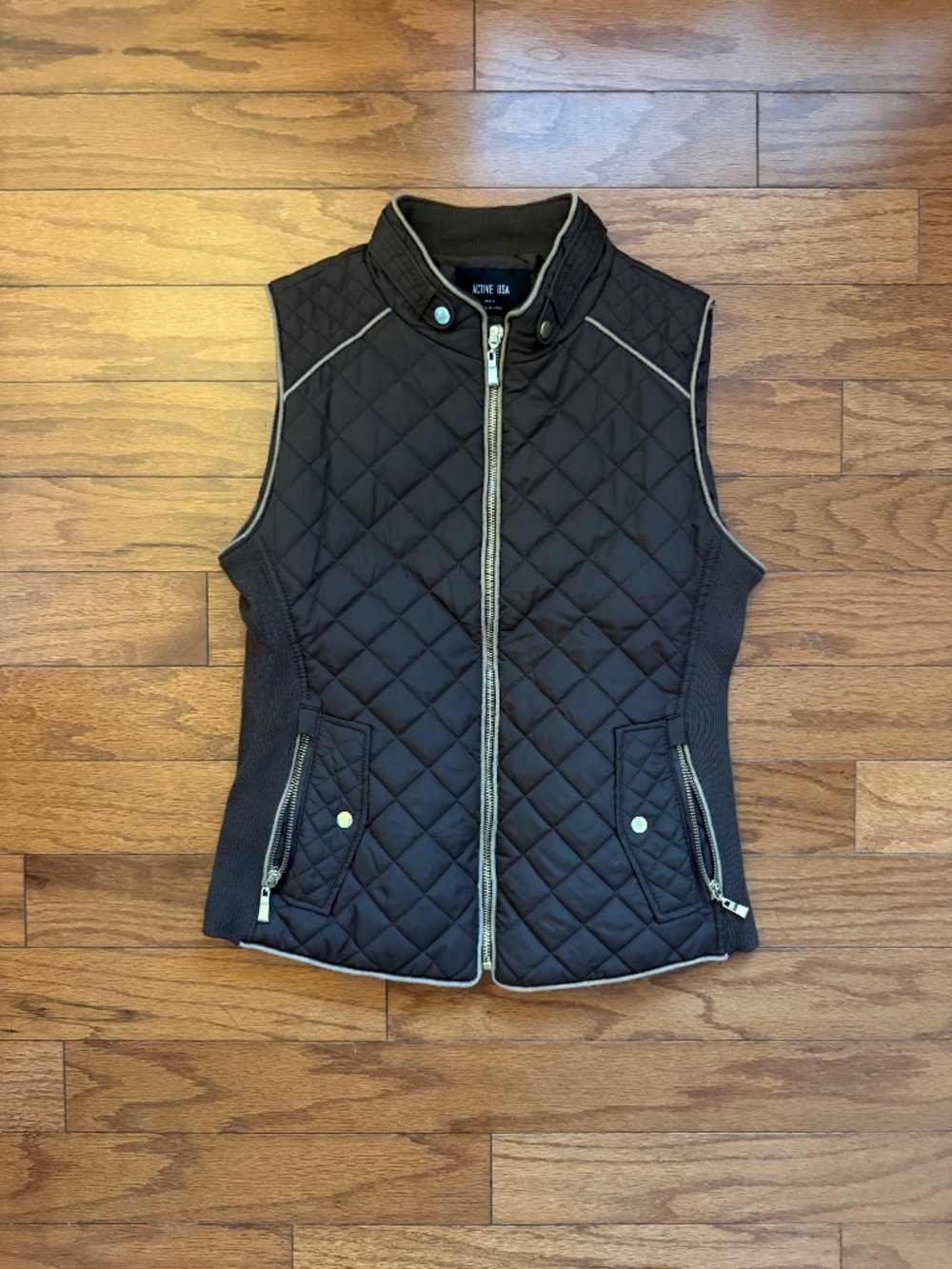Brown Active USA Puff Vest
